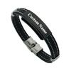 Персонализируйте Индивидуальная Гравировка Имени Надписи Мужской Браслет Черный Гладкий Силикон Логотип Шарм из Нержавеющей Стали Браслеты Подарок Ювелирные Изделия