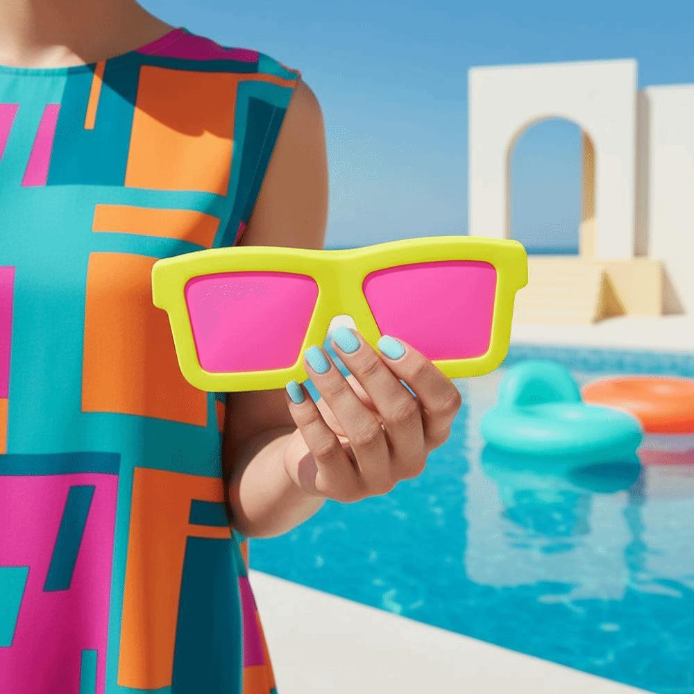 Vibrant Color Sunglasses Shaped Case Shockproof Shell Food Grade Silicone Glasses Bag Waterproof with Lanyard