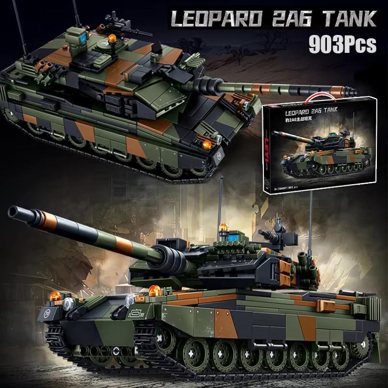 Военный MOC Leopard 2A6 Основной боевой танк Армии Строительные Блоки С Солдатами Модель Танка Кирпичики Игрушка Подарки