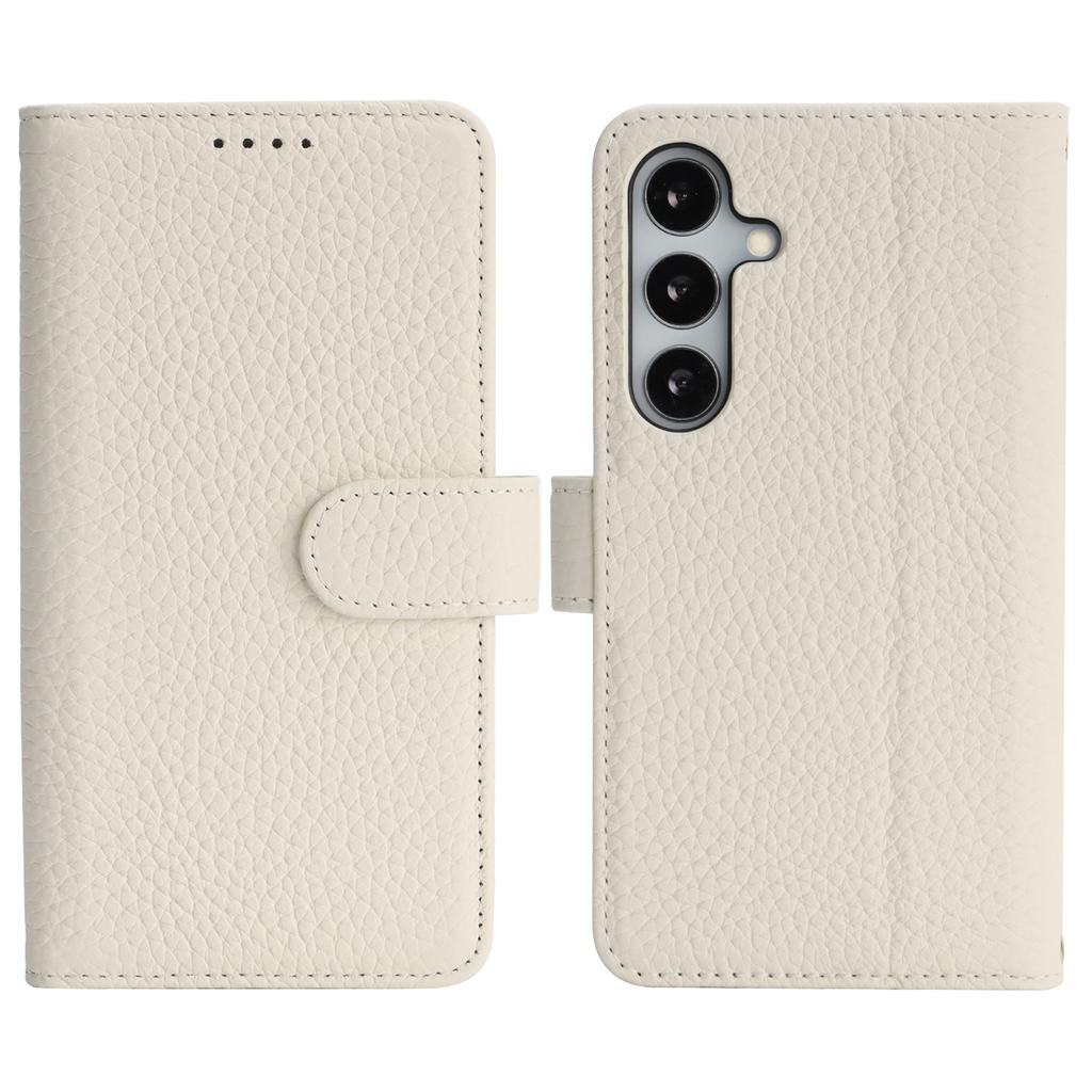 Для Samsung Galaxy S25 Чехол-подставка Текстура личи Натуральная коровья кожа Кошелек Чехол для телефона с RFID-блокировкой