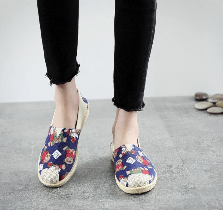 Новая модная обувь из парусины женская студенческая на плоской подошве повседневная рыбацкие туфли ленивая обувь