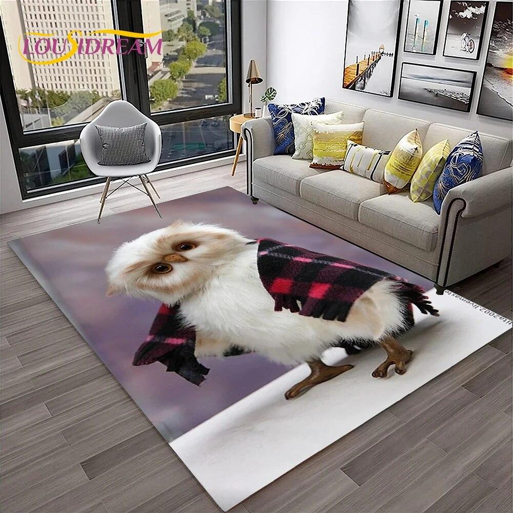 3D Cartoon Cute Owl Series Carpet Rug for Home Living Room Bedroom Sofa Kitchen Doormat Decor,Child Area Rug Non-slip Floor Mat
