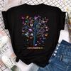 Women's Colorful Butterfly Petal Print T-shirt Short-sleeved Round Neck Cute Graphic Top