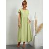 Minimalist Cotton Linen Dress With Pockets For Spring Casual Wear