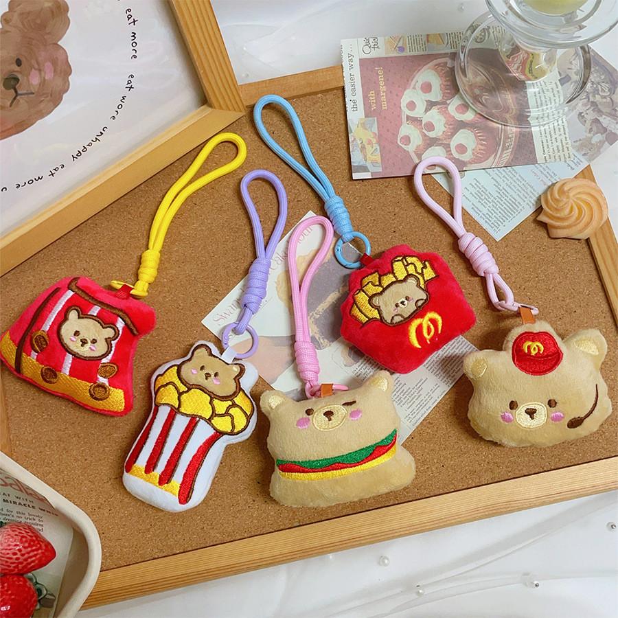 Plush Food Bear Keychain With Short Pile Fabric For Couples And Gift Giving