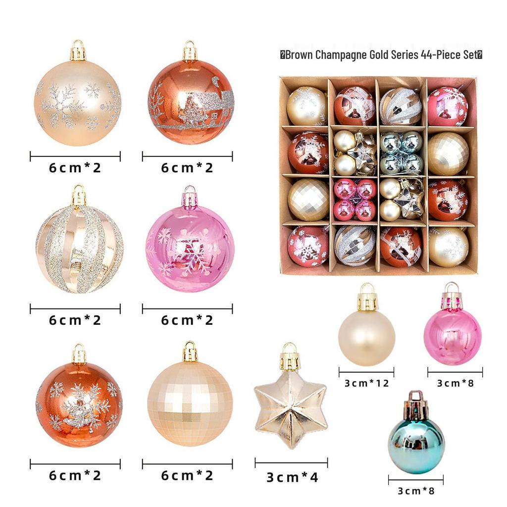 44-Piece Christmas Tree Decoration Set: 6cm Colorful PVC Hanging Balls