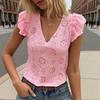 ZANZEA Women Casual V-Neck Cape Sleeve Lace Crochet Patchwork Summer Tank Tops