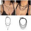 Dark Multilayer Choker Necklace Stackable Neck Chain Featuring Unique Star/Moon Charm for Stylish Women Lady Girls