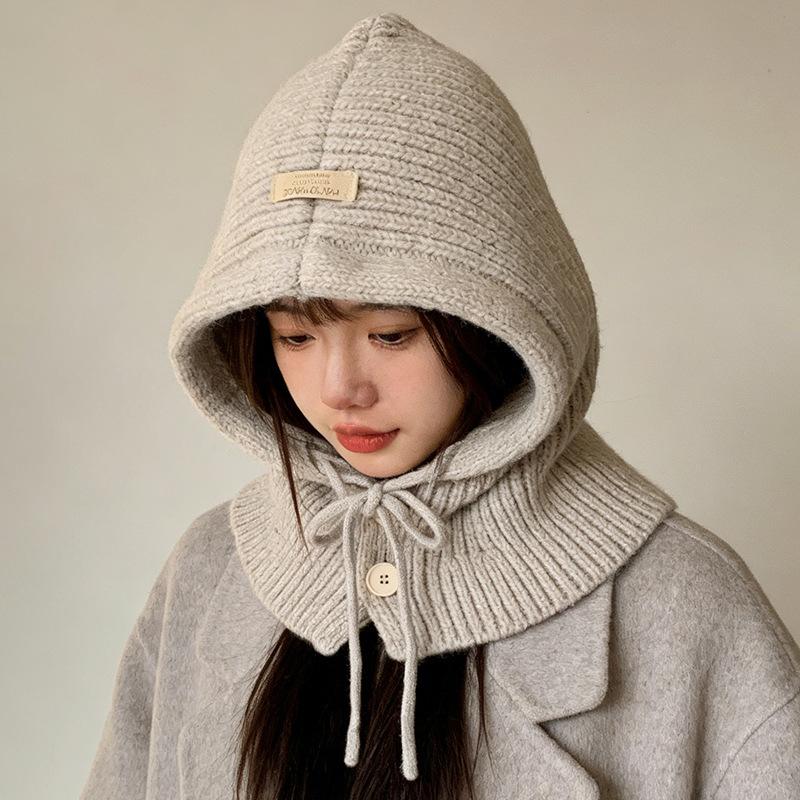Knitted wool hat warm scarf hat integrated autumn and winter warm ear protection knitted hat