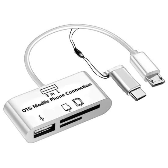 Compact Driver-free Portable External Card Reader Micro-SD/TF OTG Converter for Smartphone