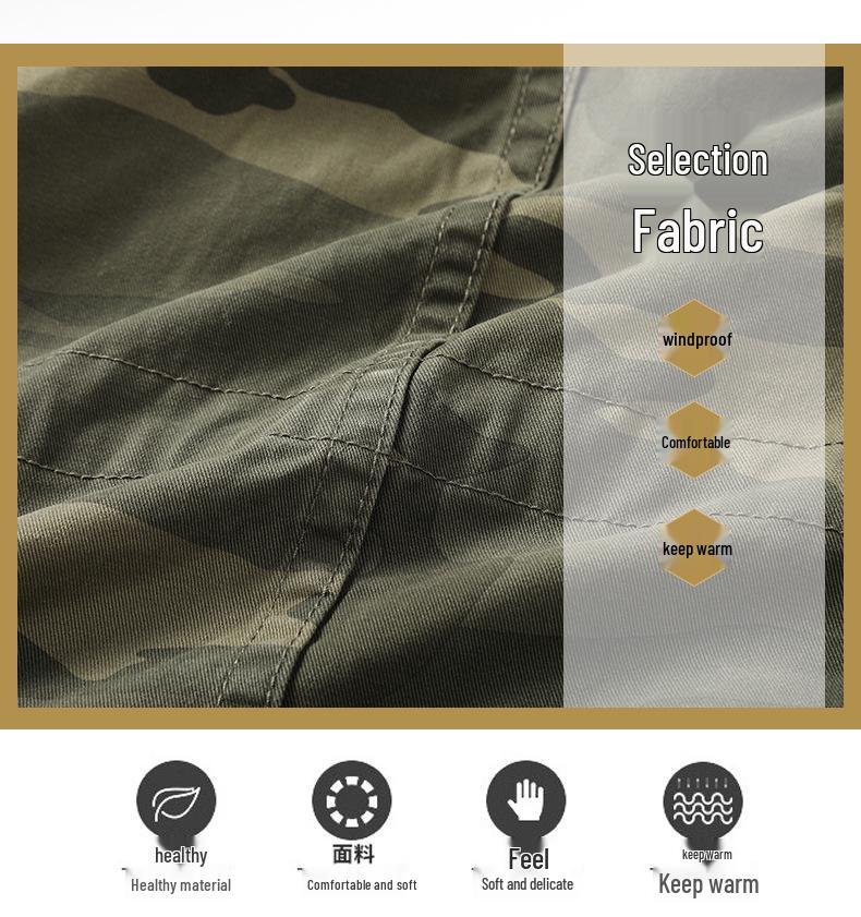 Мужская камуфляжная куртка средней длины с капюшоном в стиле амекадзи с множеством карманов