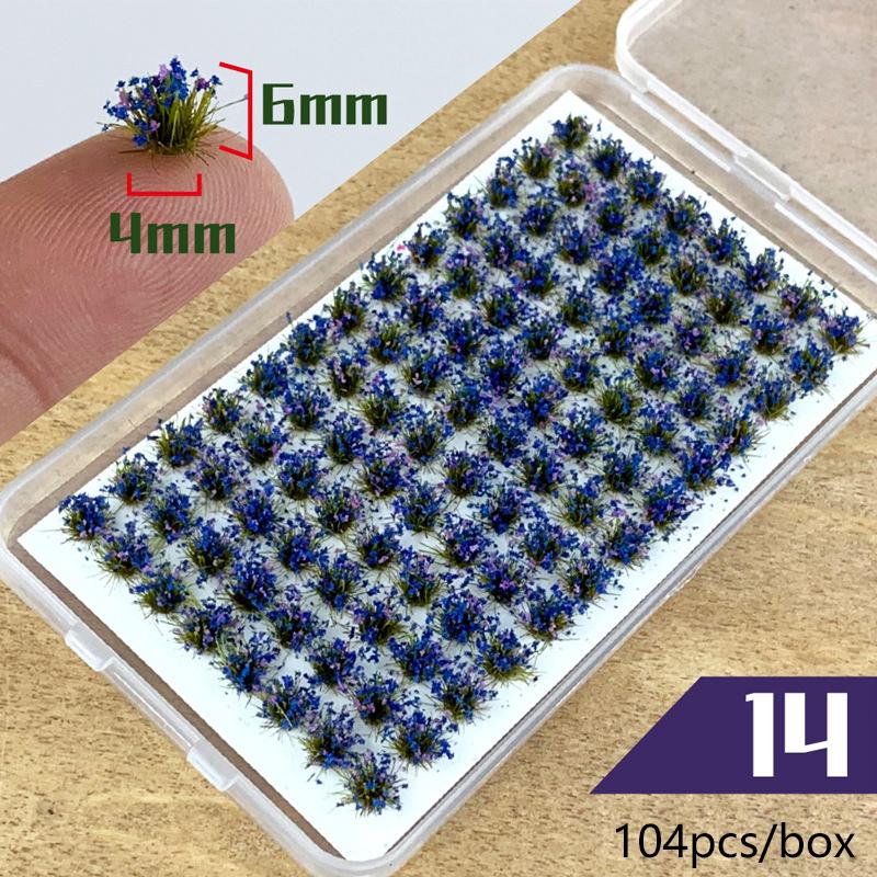 104pcs/box Static Grass Tuft Model Grass Tufts Terrain Model Kit Static Scenery Model Miniature Shrubs Bushes