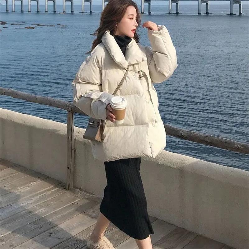 2024 Новая корейская куртка-пуховик, женская зимняя куртка-пуховик с воротником-стойкой, хлопковое пальто, свободная женская утепленная теплая парка