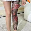 Фальшивая татуировка Пион Колготки Сетка Высокие Колготки Новые Женские Сексуальные Принтованные Колготки Лето