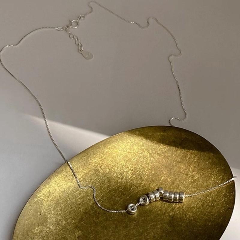 ANENJERY Серебристый цвет, маленькое ожерелье с подвеской из бисера для женщин, ювелирный дизайн, темпераментная цепочка, подарки для девочек