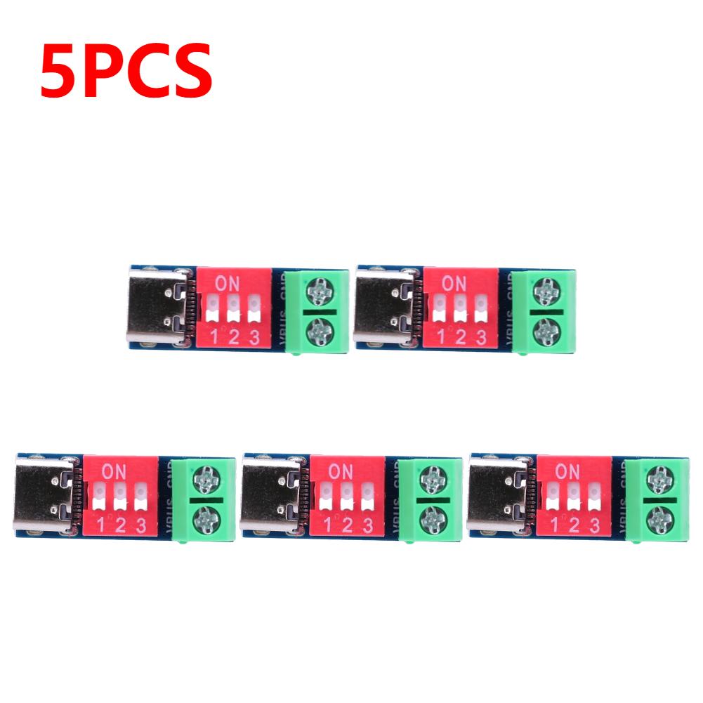 1-5 шт. Тестовая плата для быстрой зарядки PD 5-20 В Регулируемый модуль PD-триггера USB Type-C 100 Вт Тестер источника питания Разъем напряжения Питание