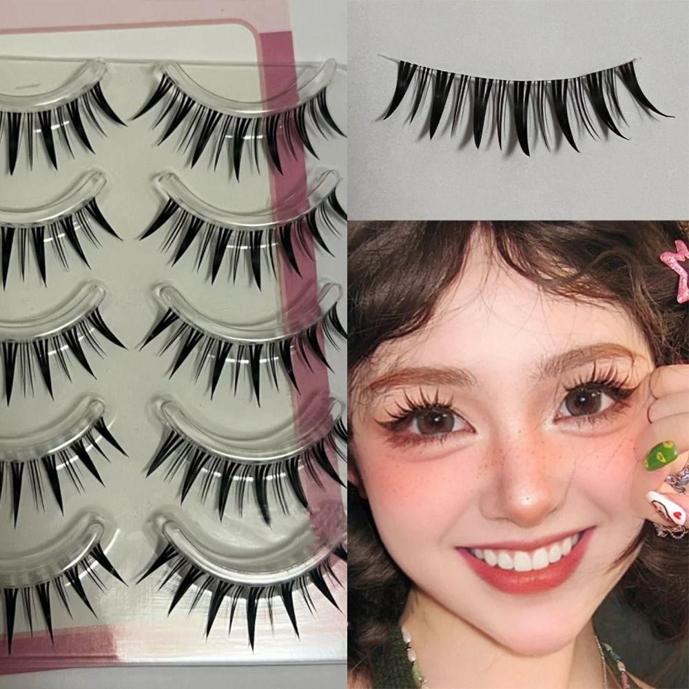5 Pairs Japanese Cosplay False Eyelashes Faux Mink Fake Eyelashes Extensions for Women Girls