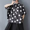 DIMANAF 2025 Большой размер Новая летняя блузка Рукав «летучая мышь» Повседневная рубашка Женские свободные топы Рубашки Горошек