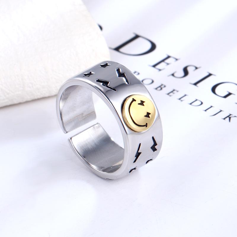 Ретро кольцо с открытой улыбкой - Унисекс регулируемое ювелирное украшение для личности