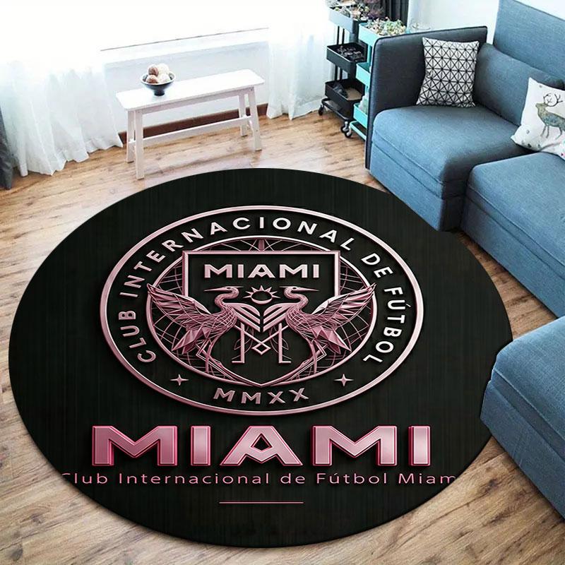 Inter Miami CF Round Area Rug,Carpet Rug for Living Room Bedroom Sofa Playroom Decor,Non-slip Floor Mat