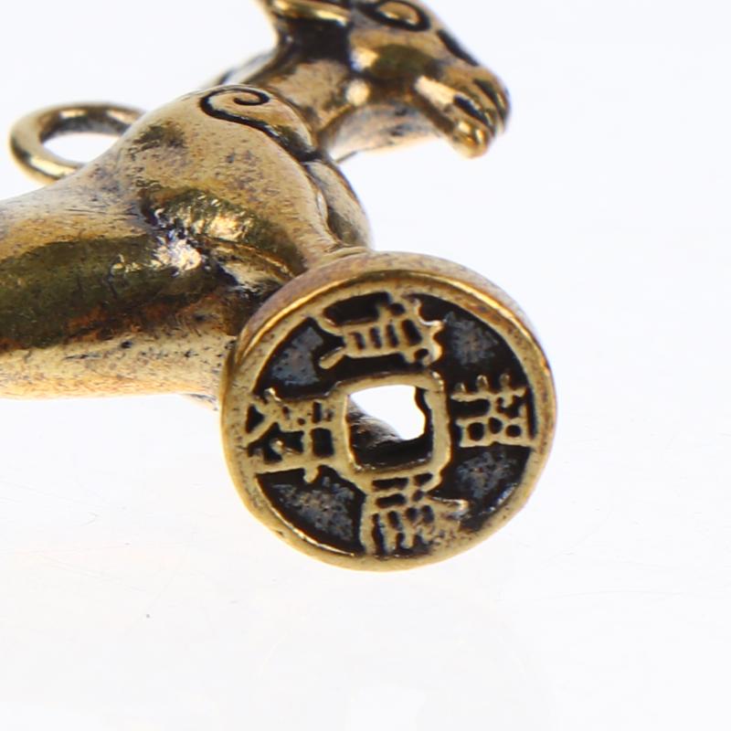 Auspicious Zodiac Goat Sculpture Step On Money Brass Sheep Statue Handcrafted Animal Figurine for Home Office Decor Gift