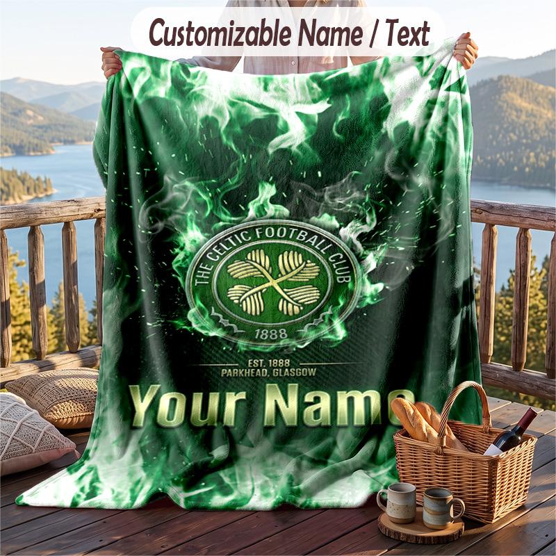 Фланелевое одеяло с принтом Celtic FC, с возможностью добавить имя, мягкий плед для дивана и кровати