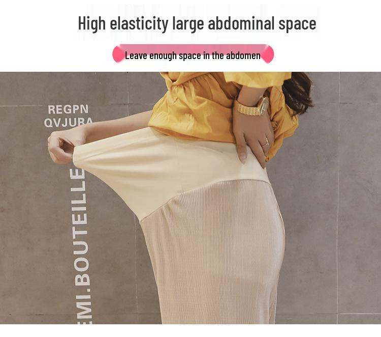 Cool Ice Silk Wide-Leg Pleated Maternity Crop Pants