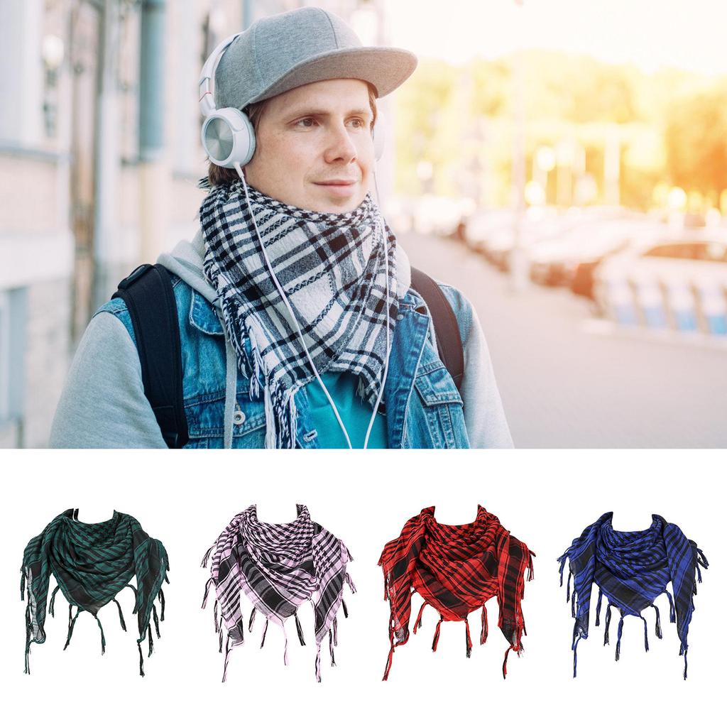 Стильный шарф Шемаг, бахрома, клетчатая арабская шаль для мужчин и женщин, мусульман, пылезащитный головной убор, пустынный шейный платок