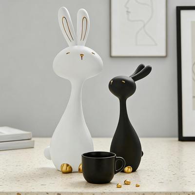 2x Статуэтки кроликов Животные Арт-скульптуры Садовые Креативный Подарок Украшение Пасхальное Украшение Фигурки для