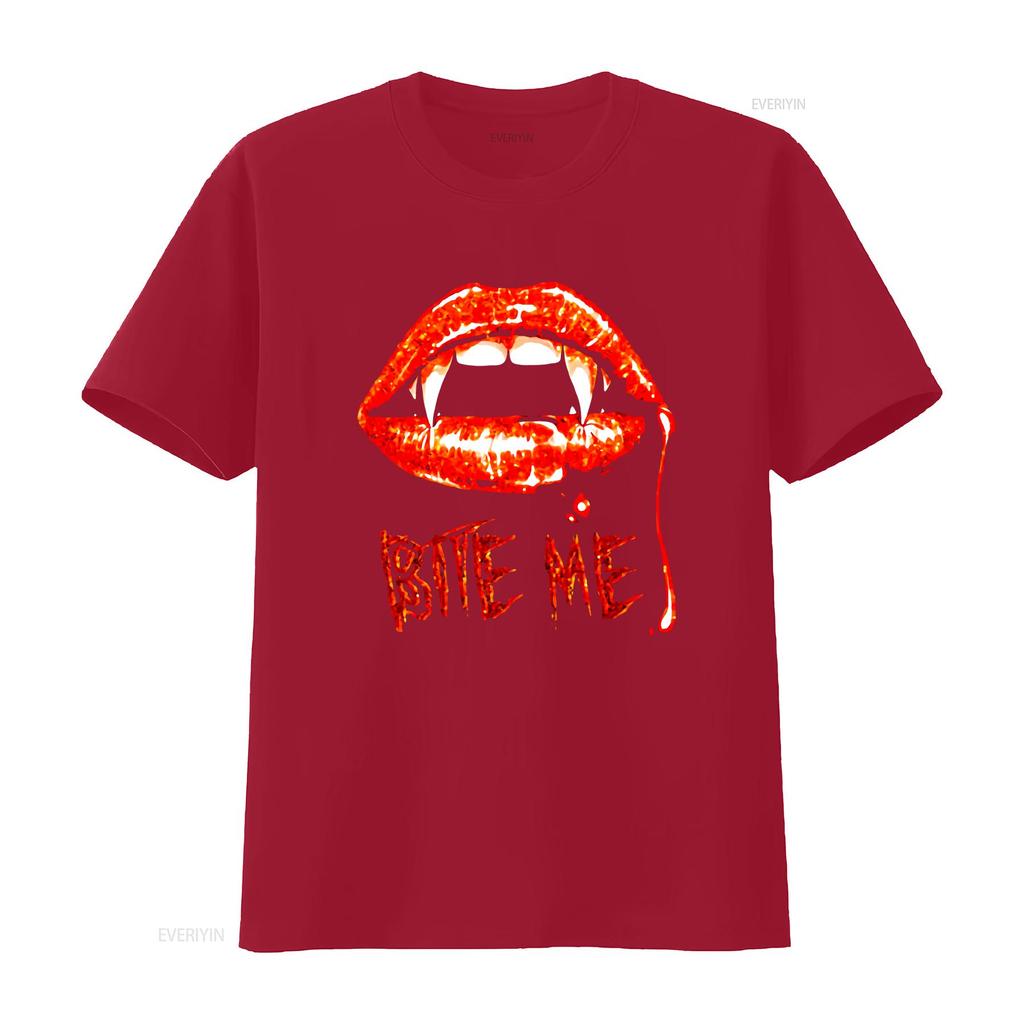 Bite Me Halloween Vampire T Shirtth Costume Shirt Vintage Washed Casual Soft Streetwear Slightly Designer Clothes Comfortable