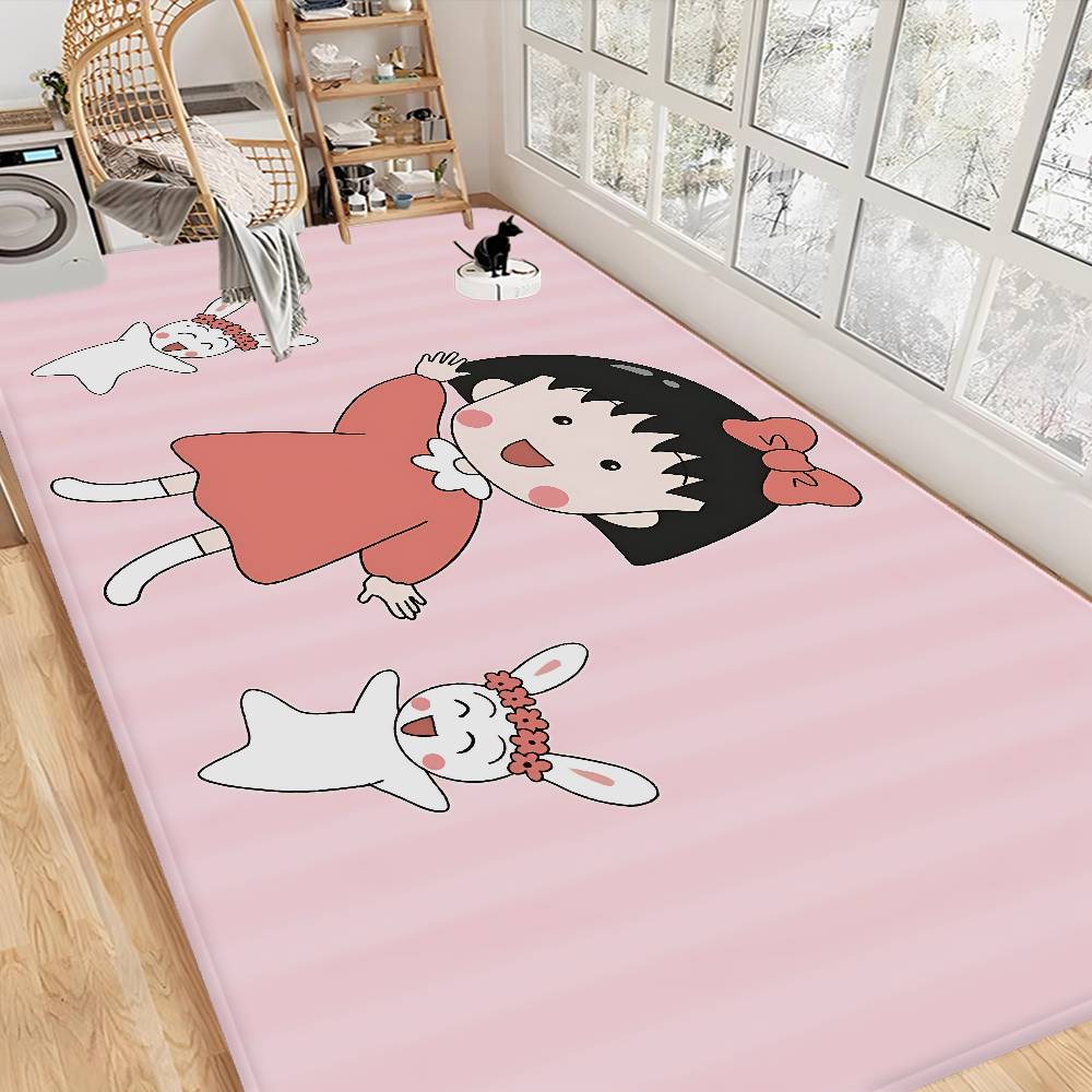 Catoon Chibi Maruko Chan Room Mats Anti-slip Absorb Water Long Strip Cushion Bedroon Mat Household Carpets