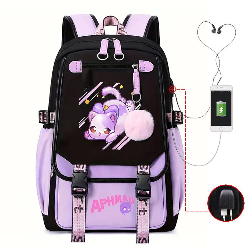 Harajuku Simple and Versatile Aphmau Junior High School Student School Bag Female Lightweight Large Capacity Middle School Student Backpack