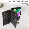 Zipper Pocket Leather Phone Case for iPhone 15,RFID Blocking Wallet Stand Phone Cover