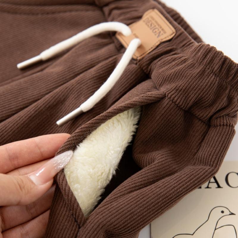 Children's Thicken Pants Autumn Winter Trousers for Kids Thickened Warm Casual Boys Sports Pants Girls Velvet Sweatpants