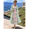 MGHR Women's Fashion V-Neck Long Sleeve Summer Spring Solid Color Print Casual Dresses