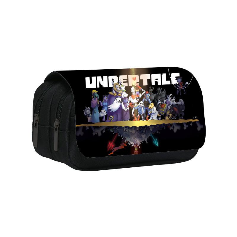 Сумка-пенал с узором персонажей игры Undertale, двухслойная, для хранения канцелярских принадлежностей, для школьников и офисного использования