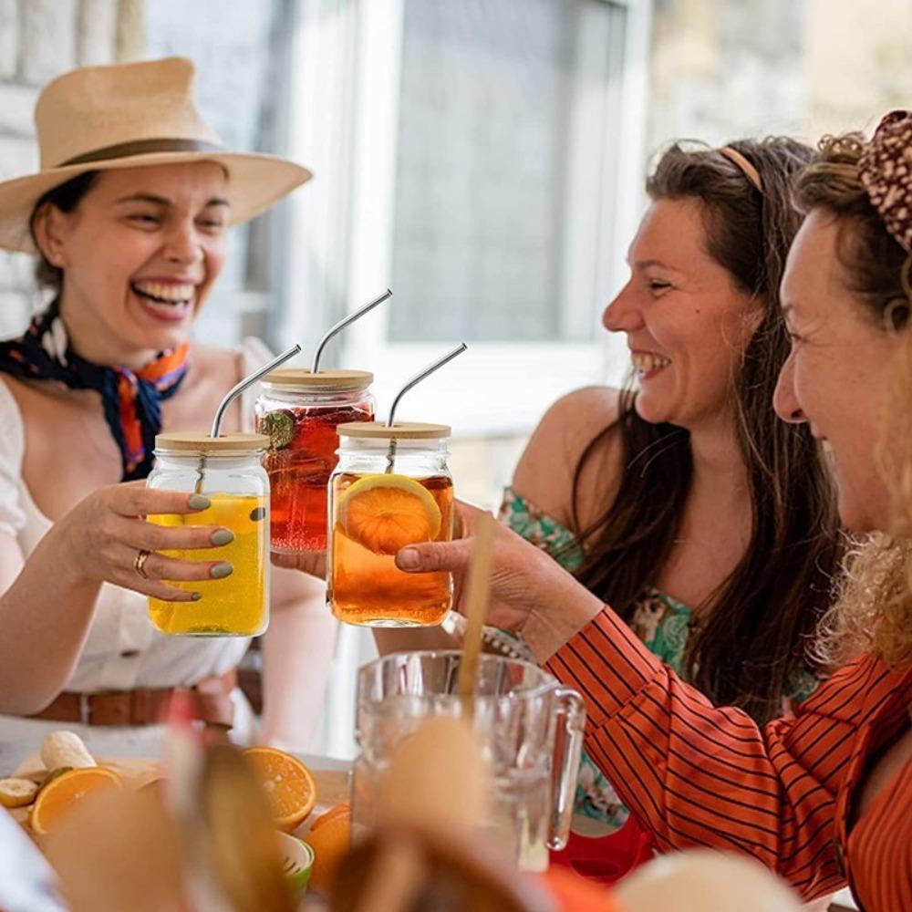 Straw Lid With Glass Hole Bamboo Wood Lids Mason Jar Lids Cup Covers