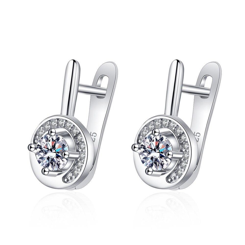 925 Sterling Silver Women Earrings Fashion Geometry Zircon Pair Ear Studs Earring Jewelry Festival Gift