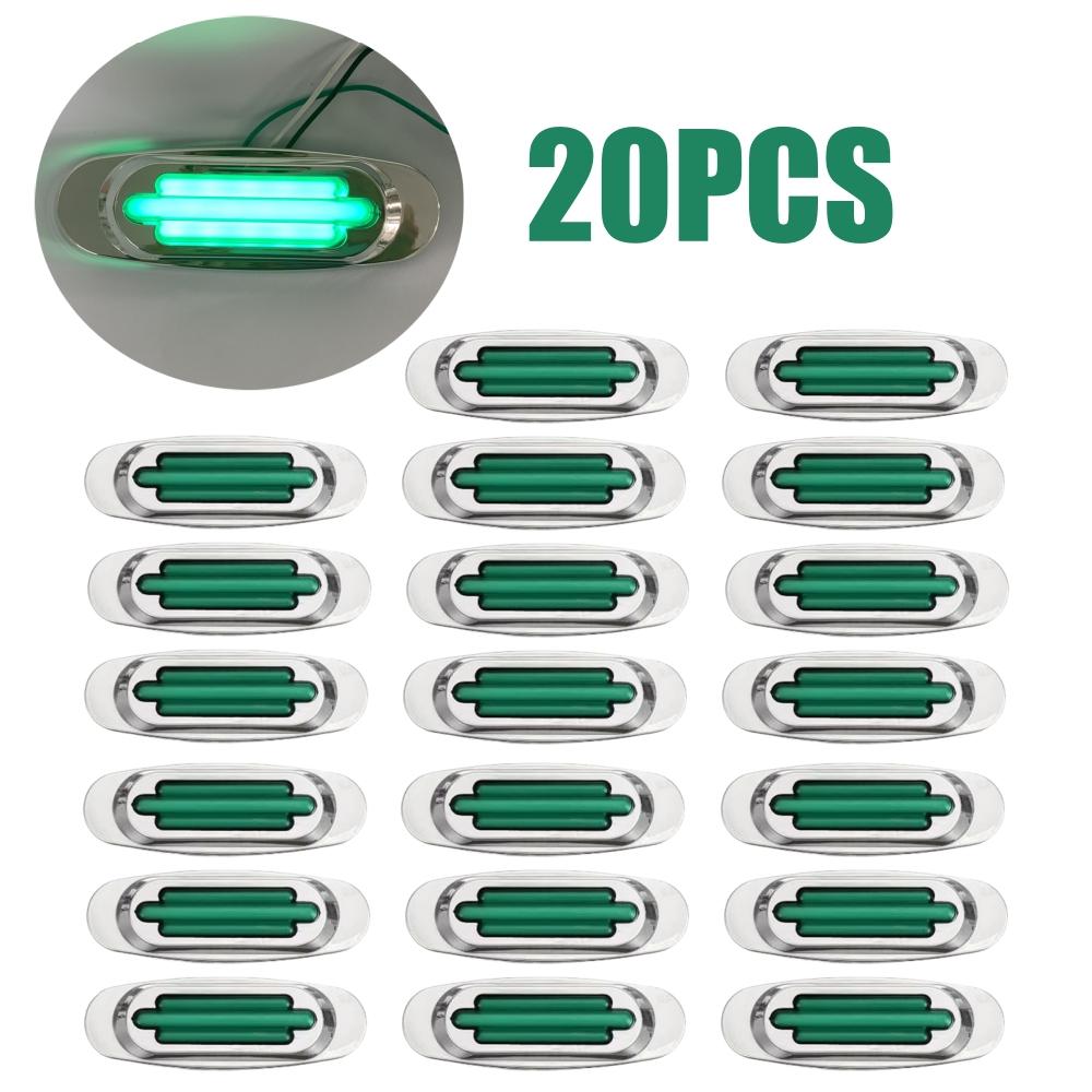 20 шт. Светодиодный габаритный фонарь прицепа, габаритный фонарь прицепа, фонарь прицепа, хром, 12 В 24 В, 16 светодиодов, указатели для грузовиков, задние фонари