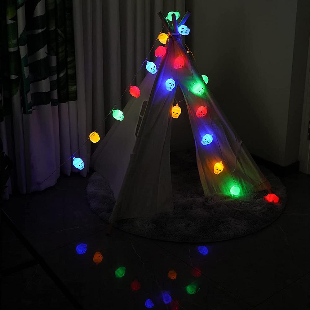 Светодиодные тыквенные огни Хэллоуинские украшения для вечеринок Череп гирлянды Бар Пульт дистанционного управления