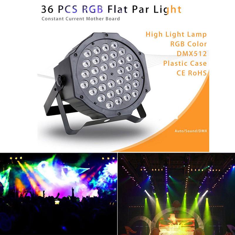 36 светодиодных RGB-ламп для сцены 72 Вт, плоская лампа Par Dmx512, освещение для клуба Dj, вечеринки, дискотеки