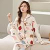 New Women's Pajamas Autumn Long Sleeve Loose Large Size Home Clothes Set Cute Cartoon Home Clothes Cardigan Spring Pajamas Set