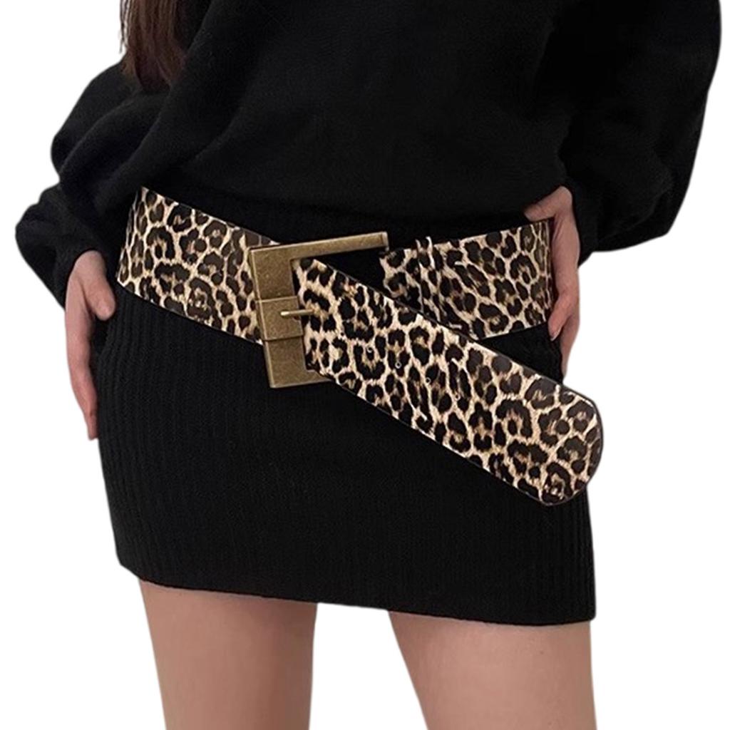 Animal Print Belt Trendsetting Leopard Wide Waistband Daily Use Waist Belt for Fashion Enthusiasts