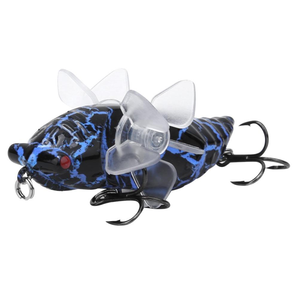 2PCS 7.5cm Length Bionic Cicada Lure with Rotating Spins Artificial Fishing Lure River Fishing