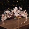 Butterfly Flower Headdress Heavy Crown Baroque Crown Headband Gold Wedding Accessories Crystal Jewelry