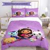 3pcs Gabby's Dollhouse Bedding Set Duvet Cover Closure Includes 1 Duvet Cover & 2 Pillowcases, Soft and Comfortable for All Seasons.