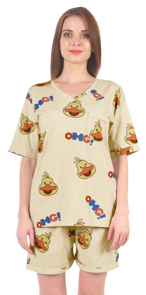 Inkmeso Printed Nightwear Shorts Set For Women Top And Short Sleepwear Sets 2