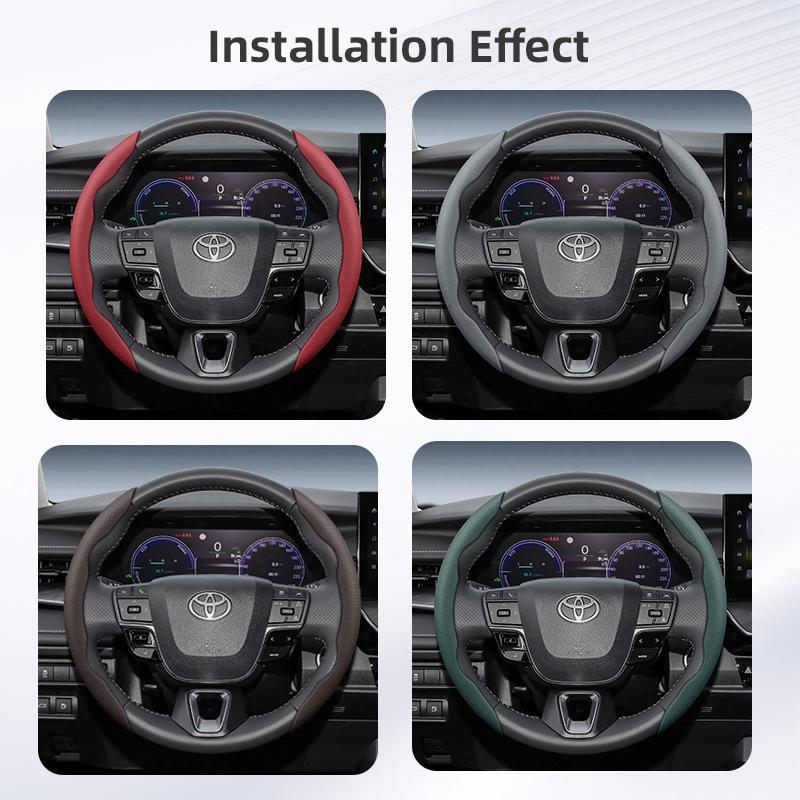 Suitable Toyota thable Hole Leather Steering Wheel Cover Segmented Quick Release Design Non-Slip Durable Chr Yaris Auris Rav4 Corolla Hilux EZ0