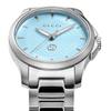 Gucci G-Timeless Women's Quartz Wristwatch 27MM Stainless Steel Turquoise Blue Dial Sapphire Glass Silver