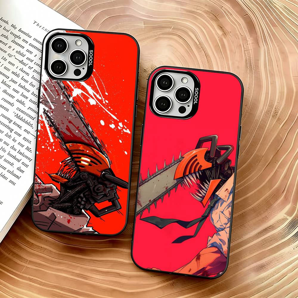 Чехол для телефона Denji Chainsaw Man для iPhone 17,16,15,14,13,12,11 Plus,Pro Max,XS, Цветной Серебристо-Черный Чехол